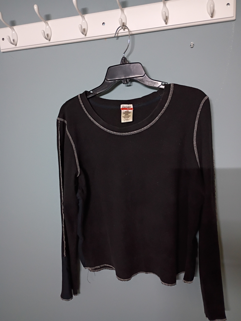 Russell Athletic Black Long Sleeve Top with Contrast Stitching